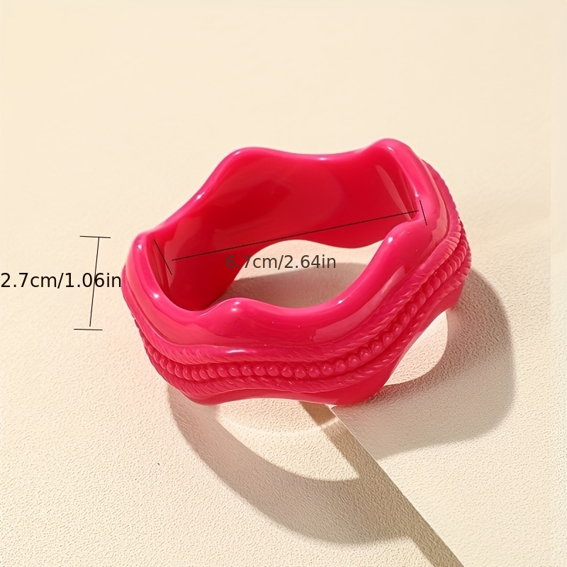 Retro Transparent Pink Resin Bangle Bracelet Wide Bracelet 