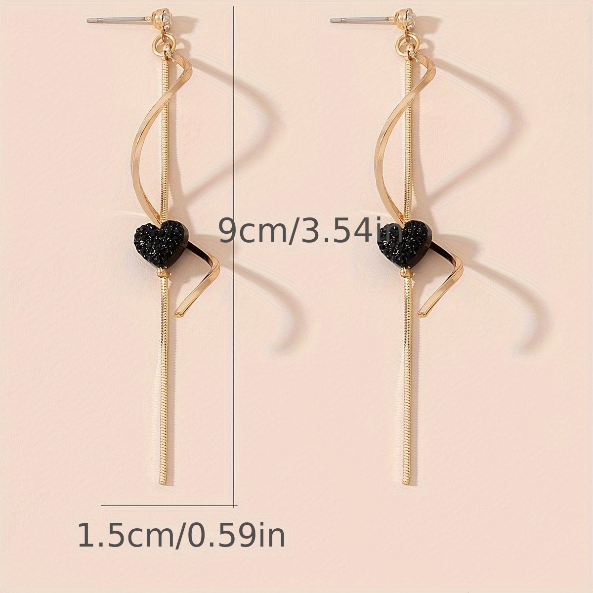 Heart Spiral Dangle Earrings with Rhinestone Accents