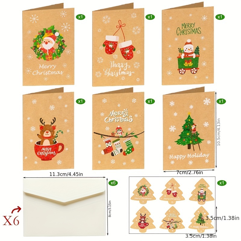 6pcs 12pcs Christmas Cards Christmas Message Cards Christmas