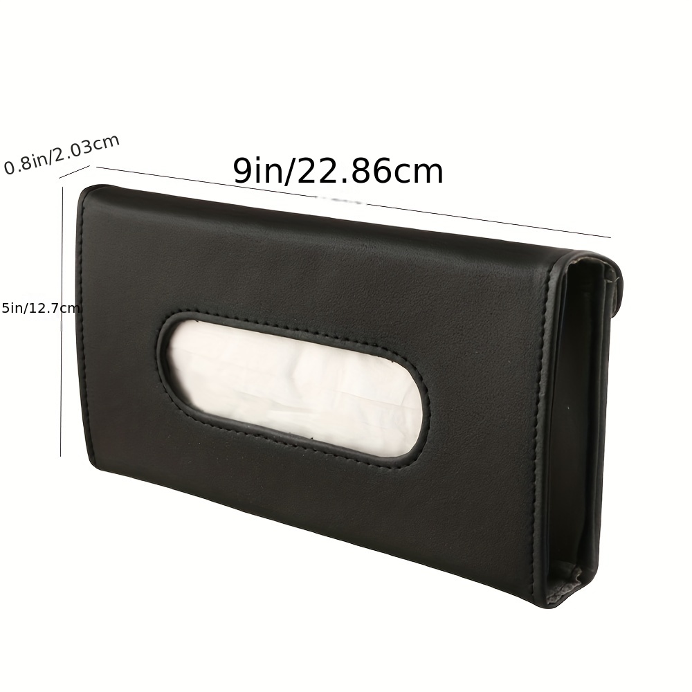Black PU Leather Auto Tissue Box Holder Cover For Car Interior