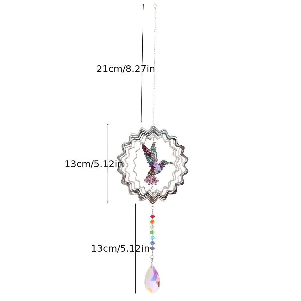 SkyAuks Diamond Painting Kit, DIY Hummingbird Window Hanging Ornament, Crystal Suncatcher Wind Chime Double Sided Gem Paint by Number for Home Garden