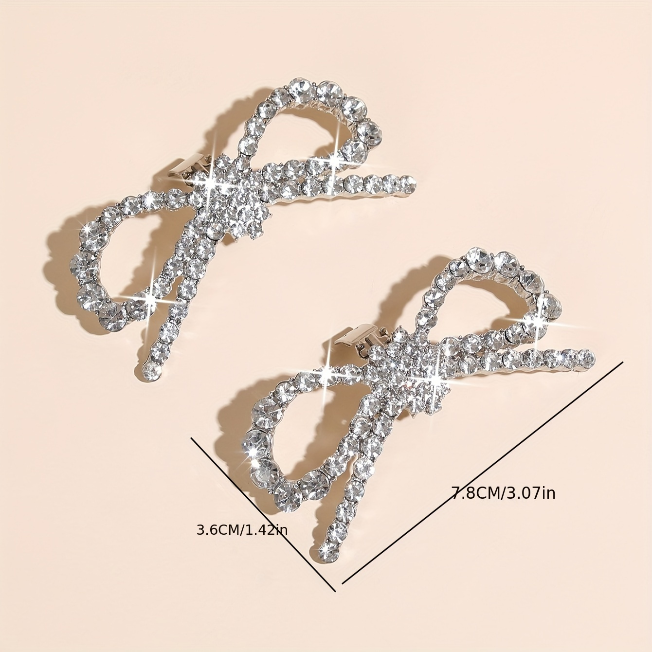 TEMU 1pair Fashion Silvery Bowknot Shoe Buckles Decorated With Rhinestones, Detachable Shoe Clips For High Heels, Flat Shoes