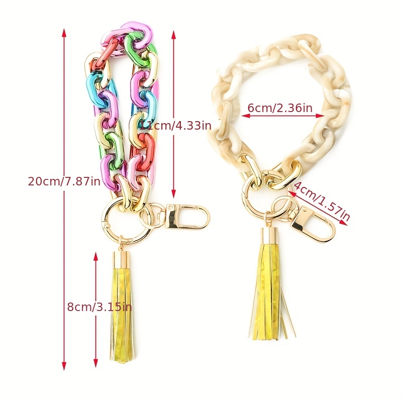 Chunky Chain Link Wristlet Keychain Acrylic Bangle Key Ring