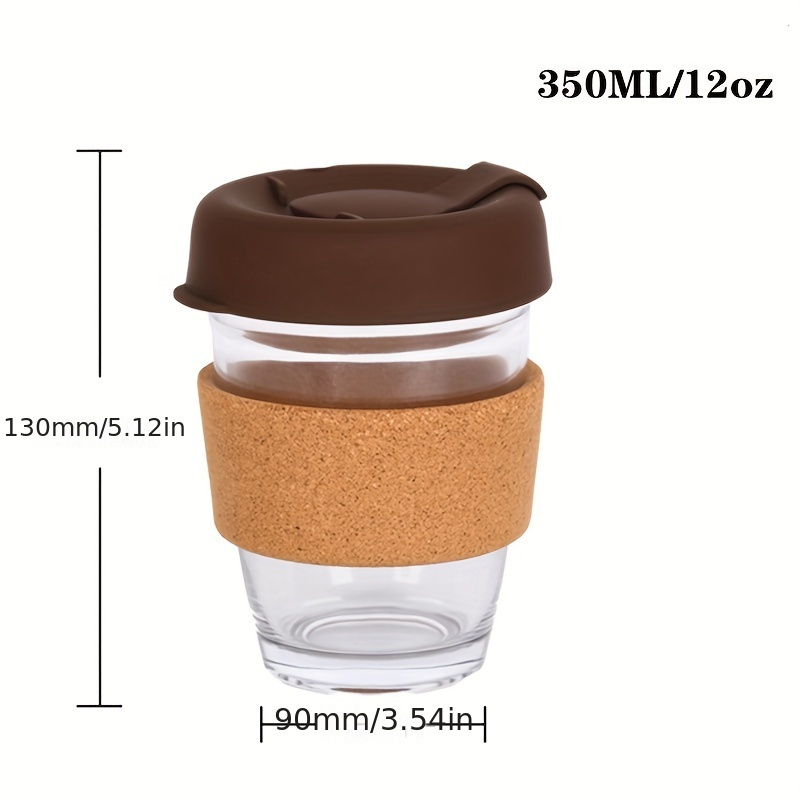 350ml Popular Glass Coffee Cup with Silicone Sleeve and Lid Office