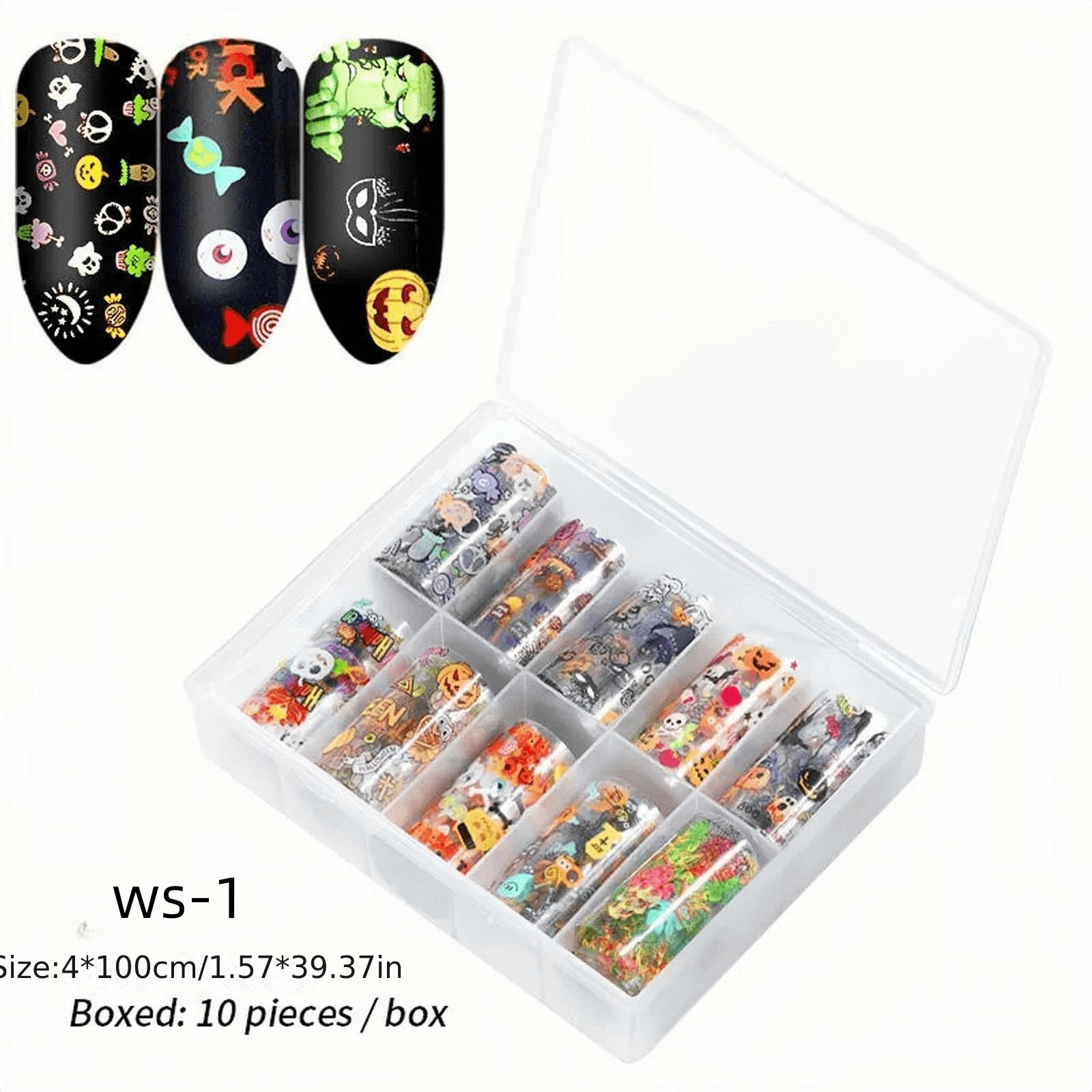 Halloween Nail Foil Transfer Stickers Pumpkin Ghost Decals DIY