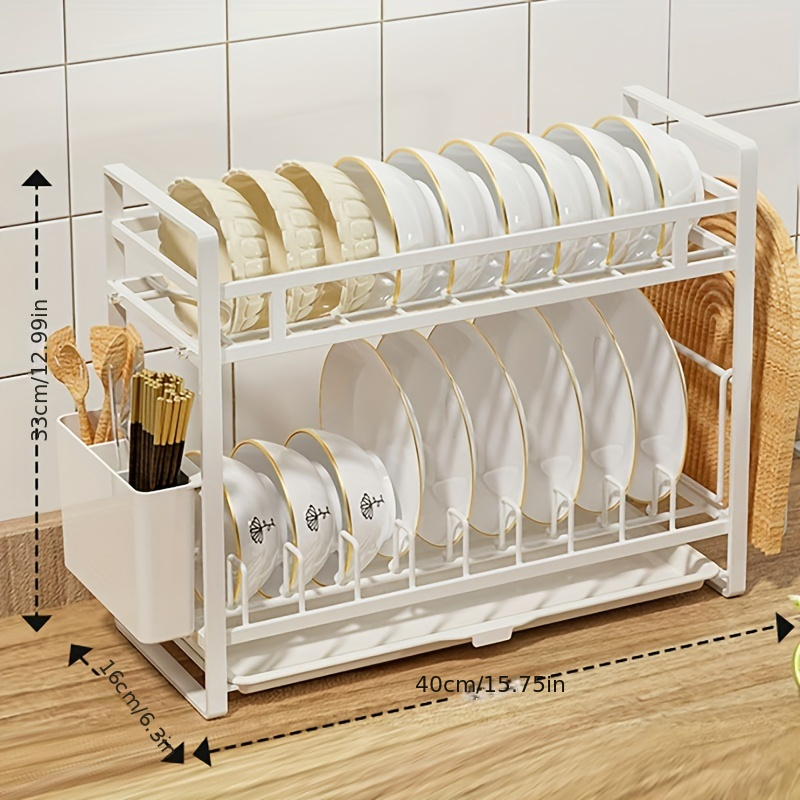 Dish Racks Double layer Cutlery Rack Drain Tray Multi Temu