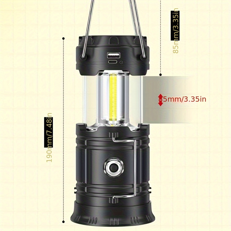 360LM Luz de camping plegable Tipo-C Lámpara de camping de emergencia con  carga USB 3 Gear Wdftyju Para estrenar