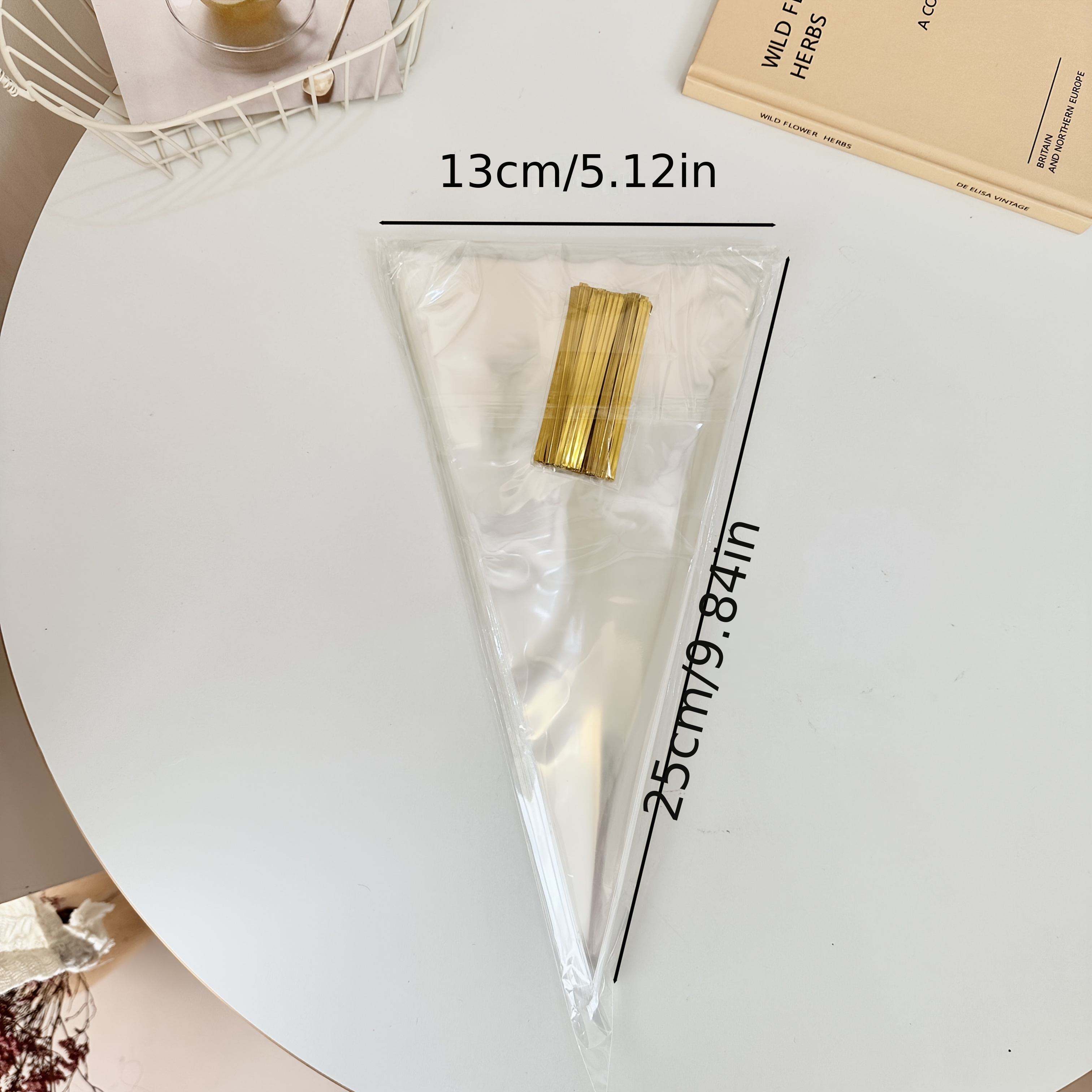 TEMU 100pcs Bolsas de Plástico OPP Triangulares para Aperitivos - Bolsas Transparentes para Alimentos con Giratorios, 13x25cm para Regalos de ,