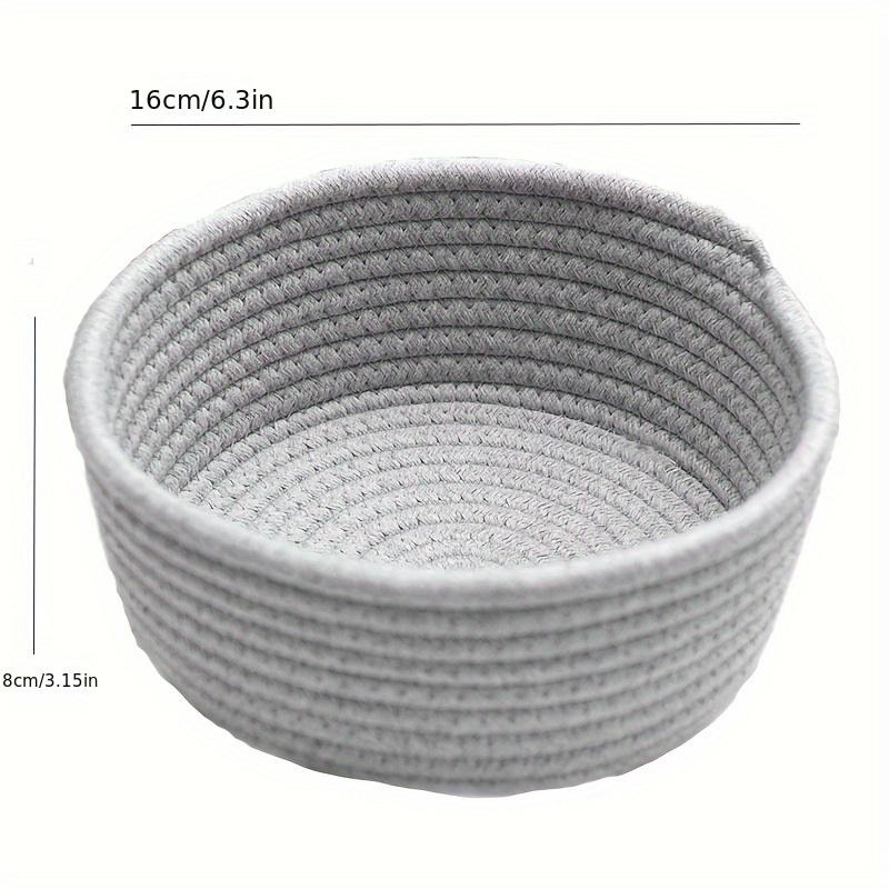 Panier De Rangement Tissé Beige 28x6 Cm - En Fibres Naturelles - Pour Fruits, Jouets, Bureau, Salle De Bain - Design Empilable - 10
