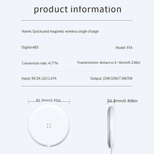 15w magnetic wireless charger with quicksand suitable for fast charging and wireless charging for iphone