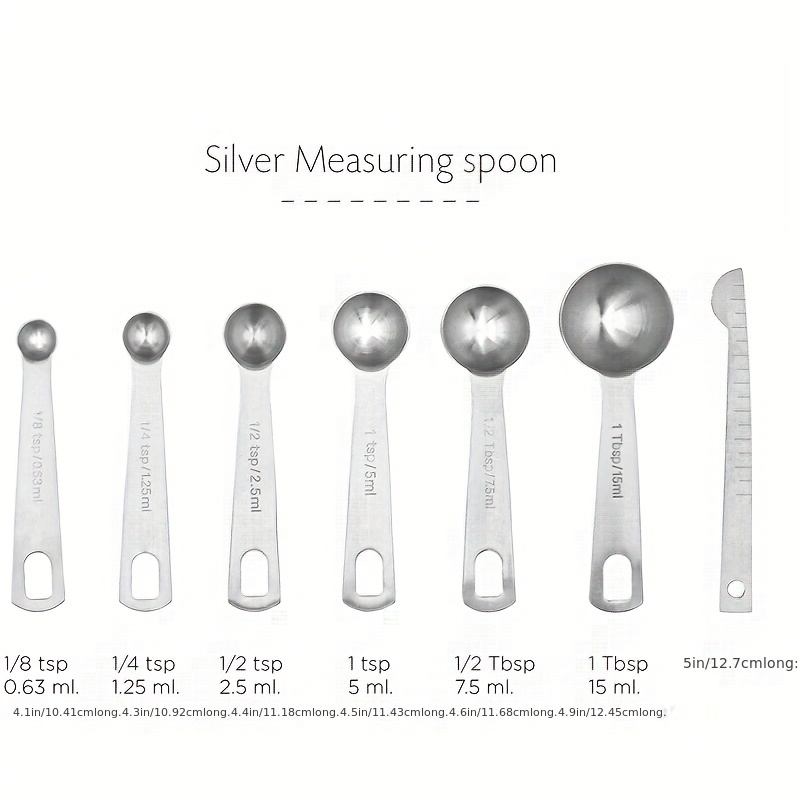 Kitchen Baking Tools, Measuring Spoons Set, Stackable Stainless Steel Measuring  Spoons, Measuring Spoon, Small Tablespoon With Graduated For Dry And Liquid  Ingredient, Kitchen Utensils, Apartment Essentials, Back To School Supplies  - Temu