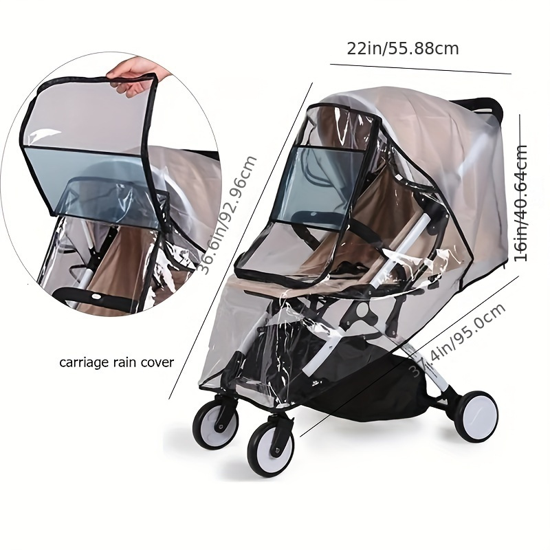 Stroller Rain Cover, Universal Black Clear Baby Travel Weather Shield for  Outdoor Protection, Plastic Rain Stroller Cover for Winter Infant for