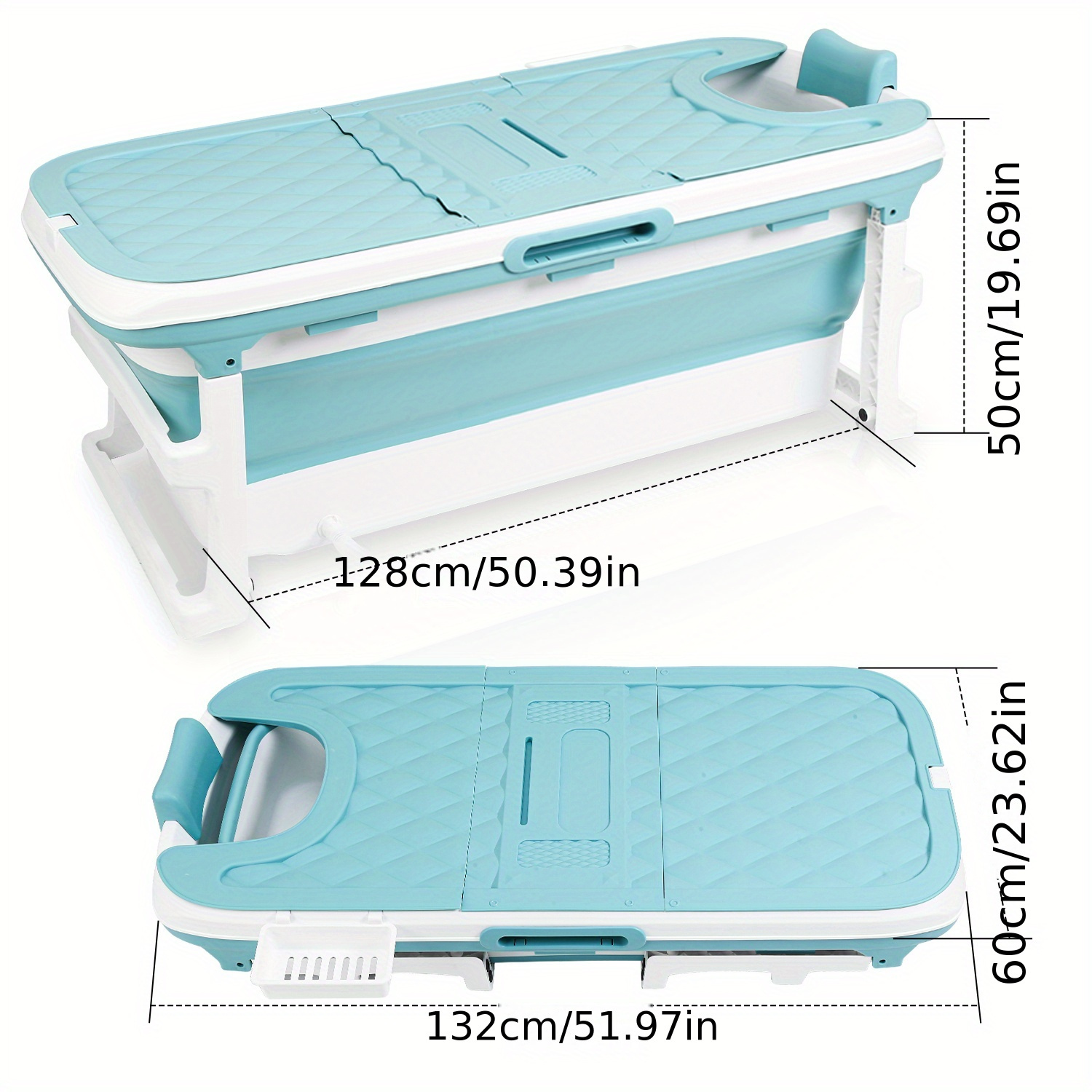 TEMU Baignoire pliable pour adultes - Baignoire mobile portable avec couvercle - Siège confortable pour salle de bain, douche et balcon - Baignoire