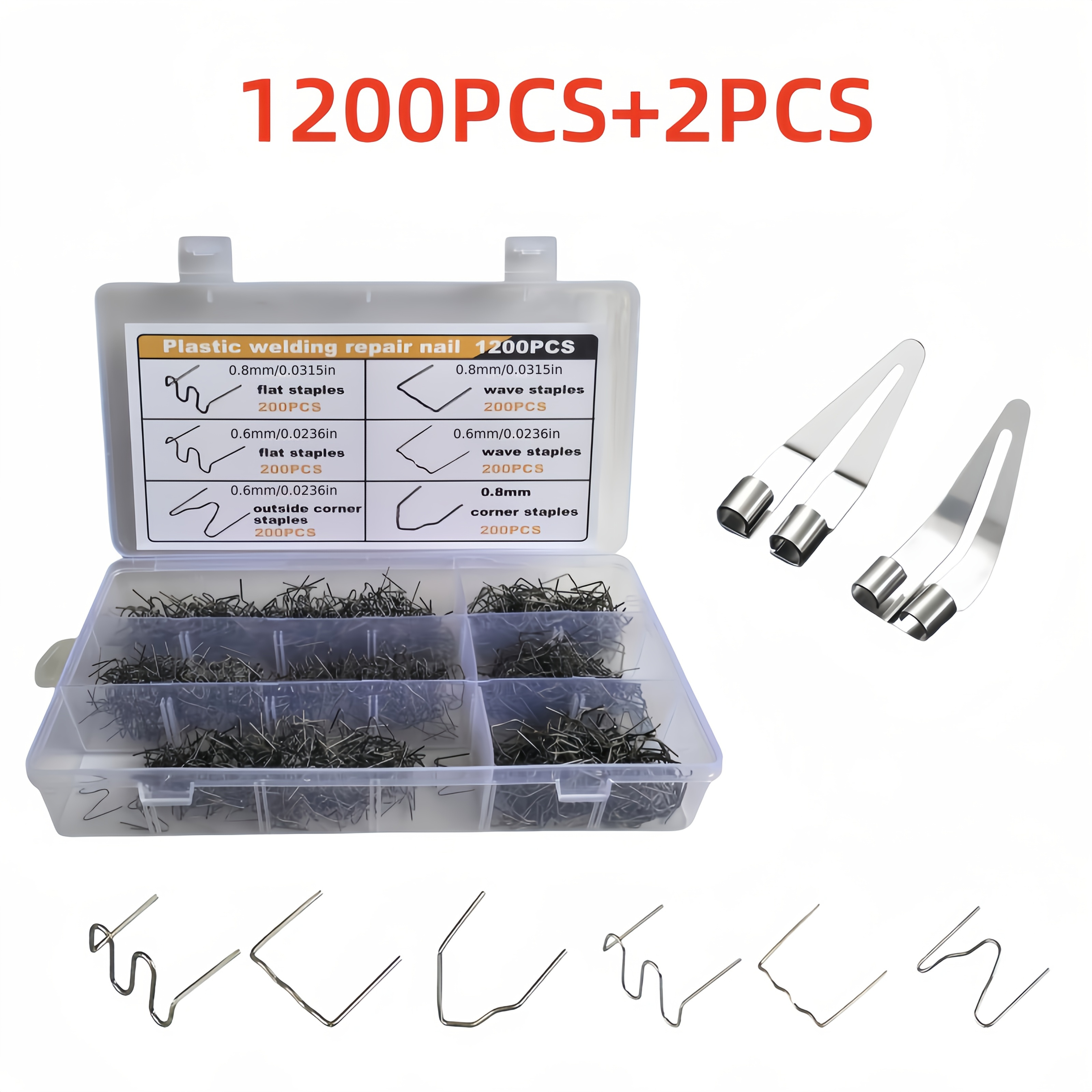 500-Piece Plastic Bumper Repair Hot Staples - 0.6mm Flat Stainless Steel Welding Staples