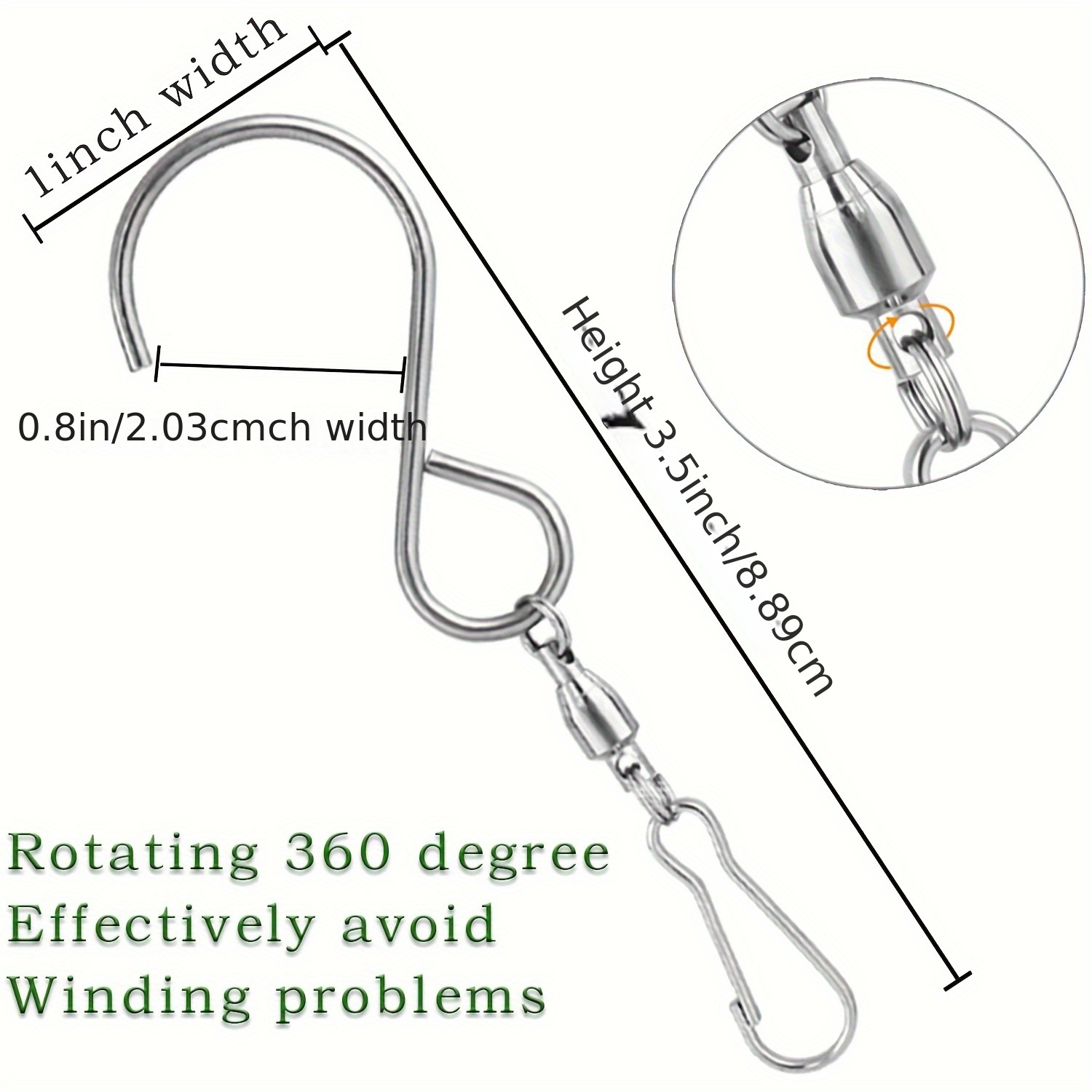 8 Pack Double Clip Swivel Hooks for Wind Spinners, Windsock, Bird