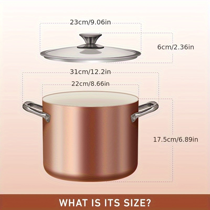 1pc nonstick   7 qt soup pasta pot with lid 8 66x7 08 7 quart multi   oven safe cooking pot for stew sauce   food induction oven gas stovetops for   rose golden details 1