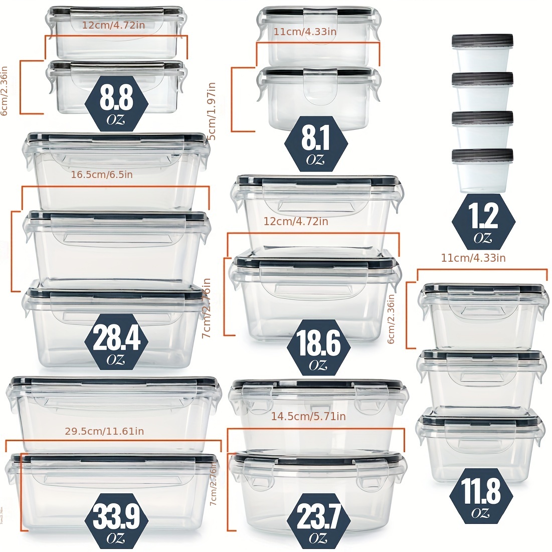 Food Storage Containers With Lids, Airtight Plastic Meal Prep Container,  Vegetable Fruit Food Organizer, For Pantry, Kitchen And Refrigerator  Organization, Household Storage Accessories - Temu