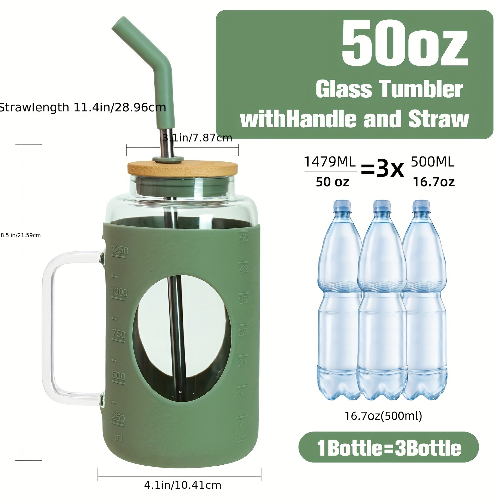 QKELIM 50 oz tumbler glass ice coffee cup simple