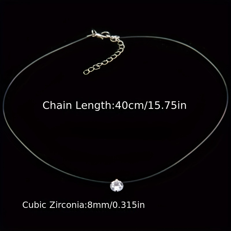 Women's Transparent Fishing Line Necklace Crystal Zircon - Temu Canada