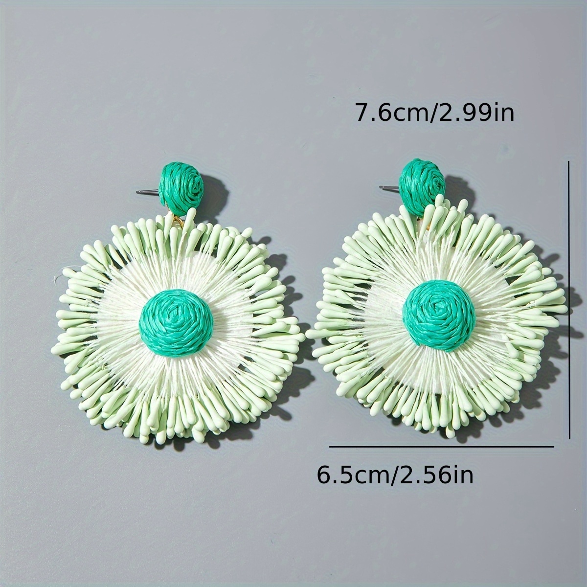 Handwoven Raffia Grass Earrings Lightweight Spring Summer Accessories