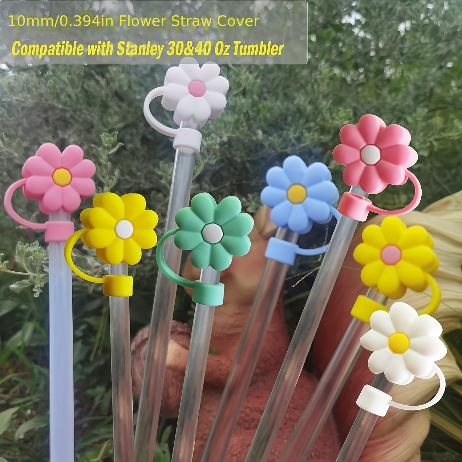 Straw Tips Cover, Reusable Straw Toppers, Flower Silicone Straw Sleeve ,  Decorative Straw , Compatible With 30 And Tumbler With Handle, Dustproof  Straw Covers For Stanley Cup, Party Supplies, Chrismas Gifts, Halloween  Gifts, - Temu