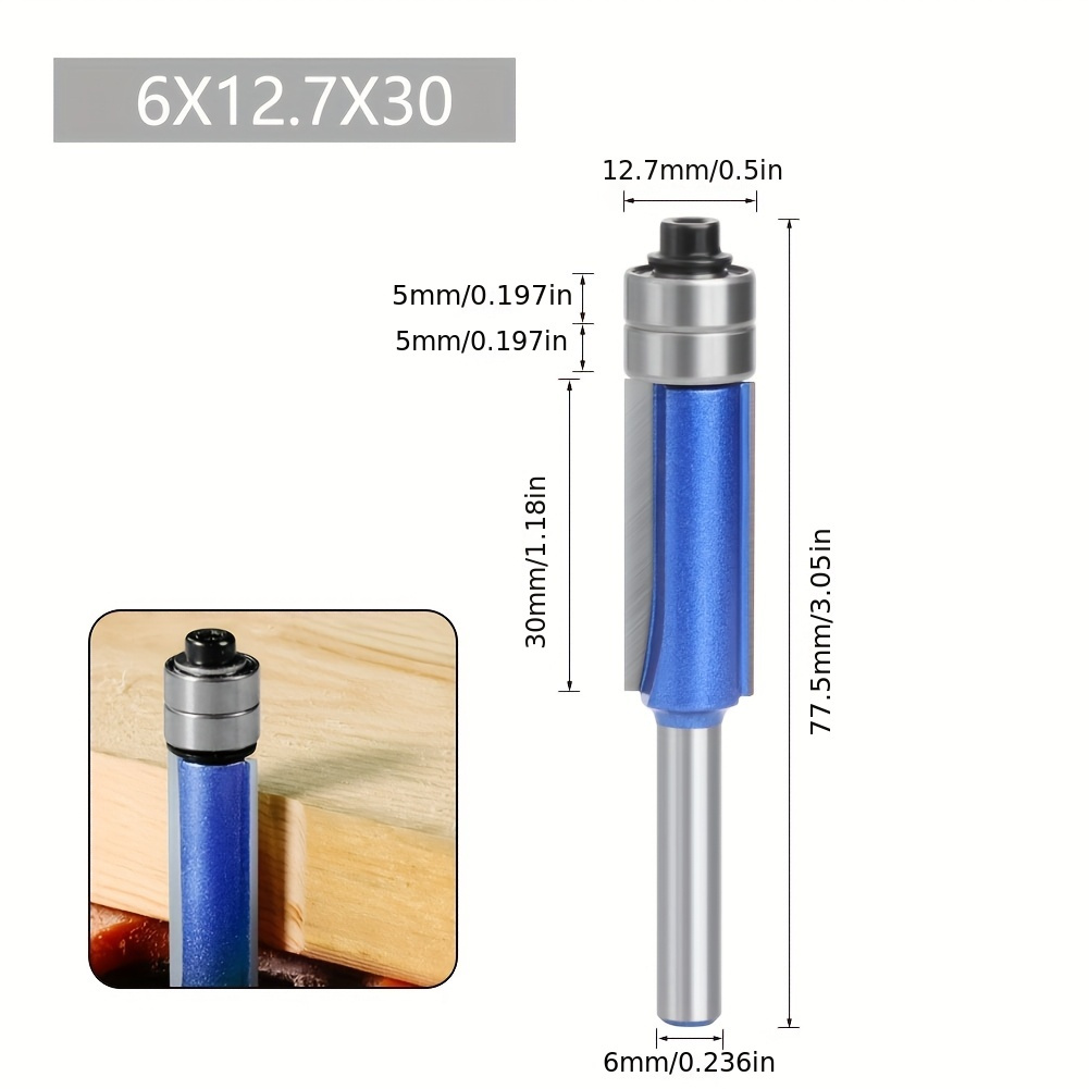 TEMU Fresa LAVIE con codolo da 6mm qualit� per rifilatura piatto, con cuscinetto per fresatrice