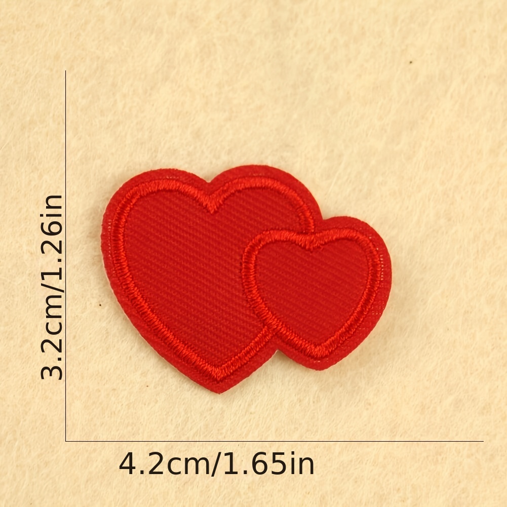 Heart Iron-on Patch, Embroidered Heart Applique, Decorative Heart Patches 