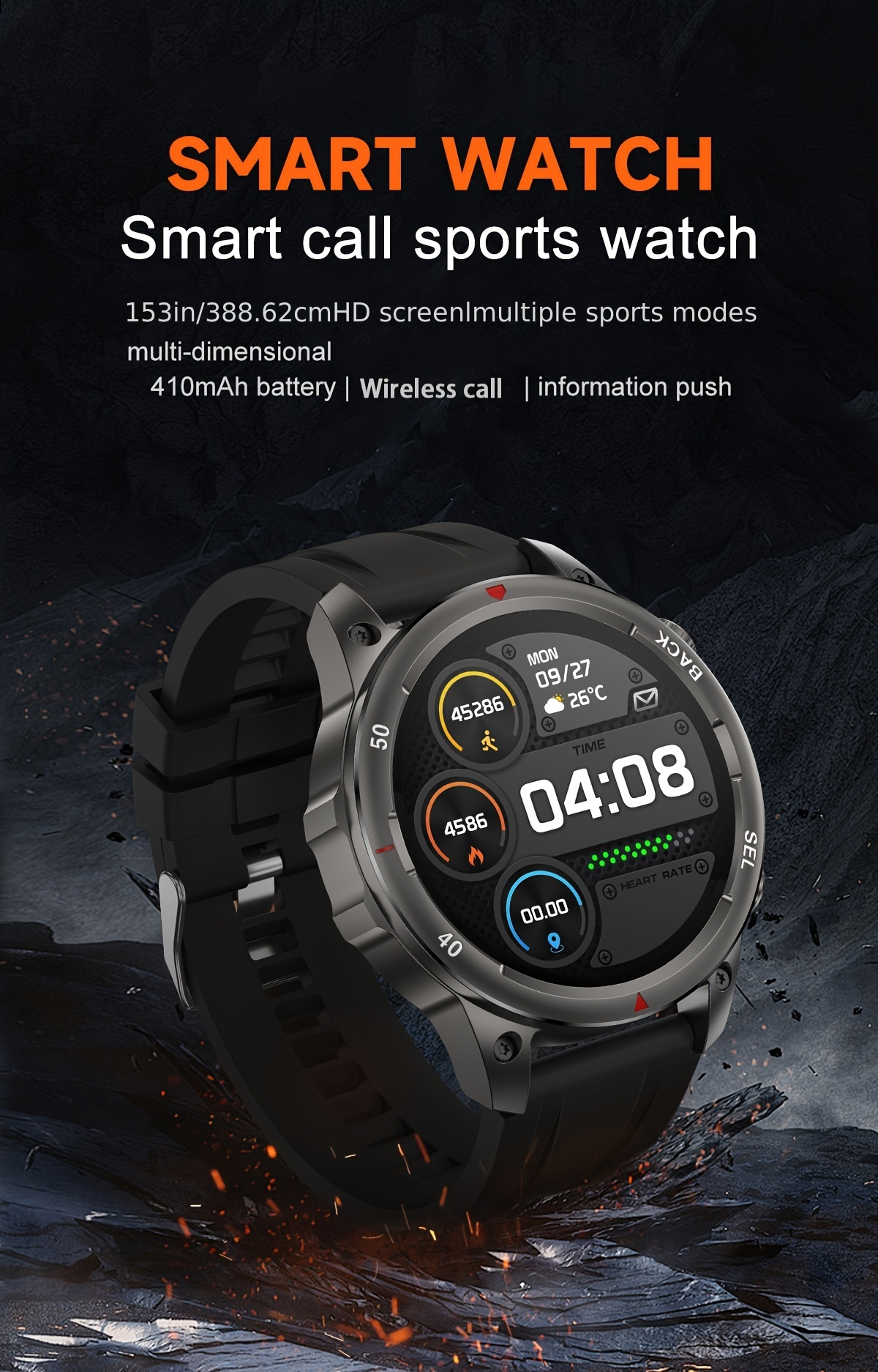 Men's Smartwatch HD LED Display, AI Voice Assistant, Wireless Calling, GPS Tracker, Compass, Fitness Tracker with Stainless Steel/Silicone Band_voghion.com
