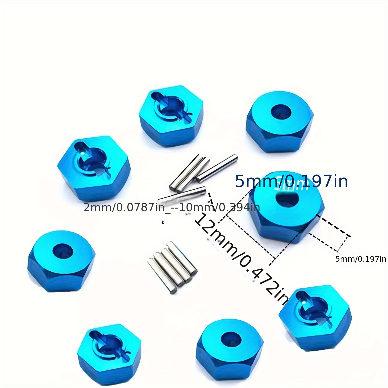 Image of 8pcs Aluminum 12mm Wheel Hex Hubs Drive Adapter Hex Wheel Hubs Adapters For 1/10 Rc Cars For Axial For For Granite Voltage For Rc Crawler Truck (blue)