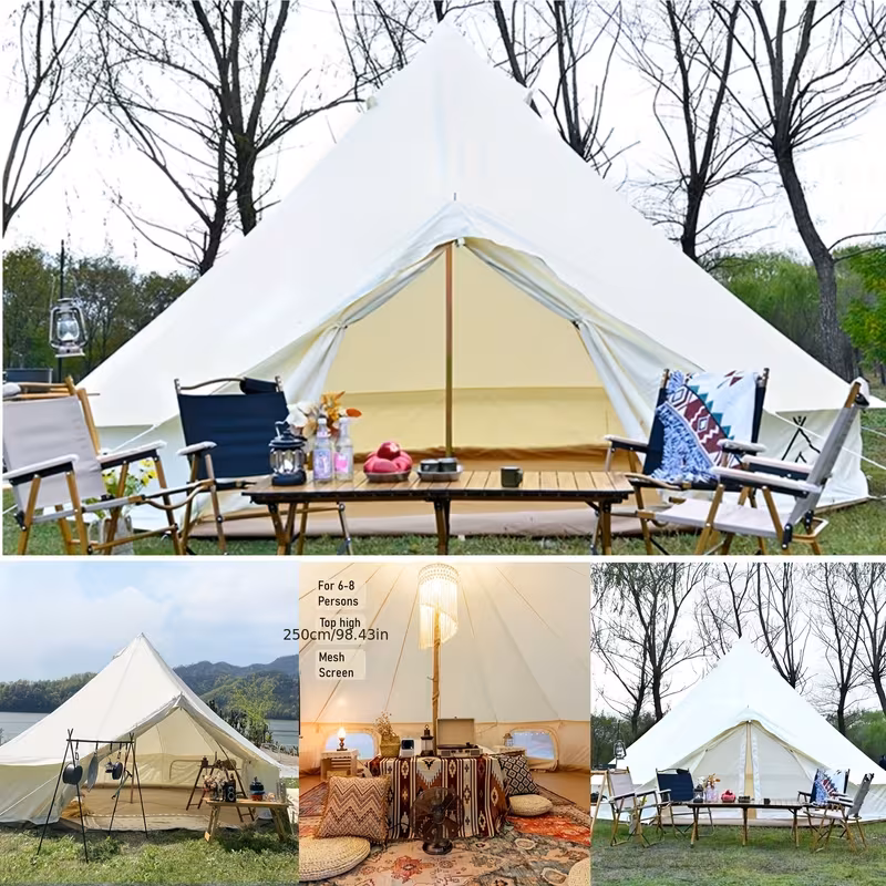 outdoor waterproof 19 6ft oxford bell tent tent with zipped in groundsheet for 8 10 Product details 8