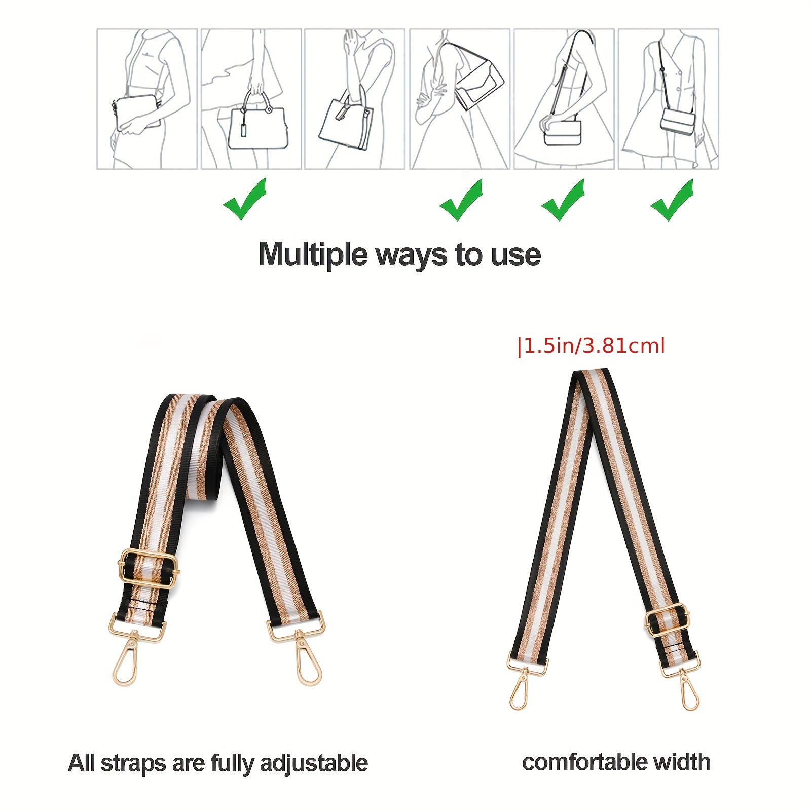 Purse Strap Replacement Crossbody Wide Shoulder Strap Adjustable Canvas Straps  Replacement Belts 