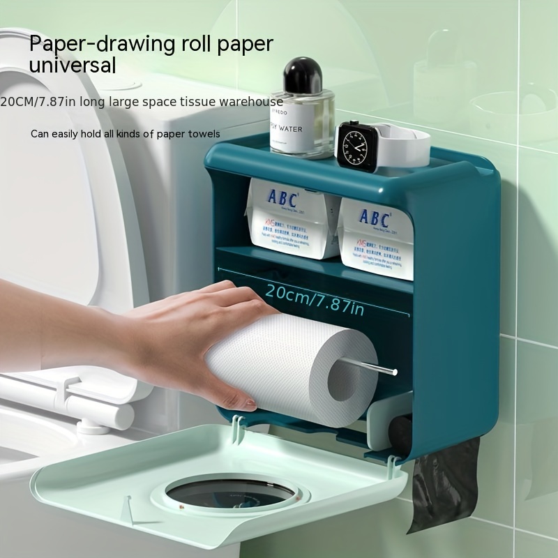 1pc Toilet Paper Holder Waterproof Tissue Storage Box Wall Mount