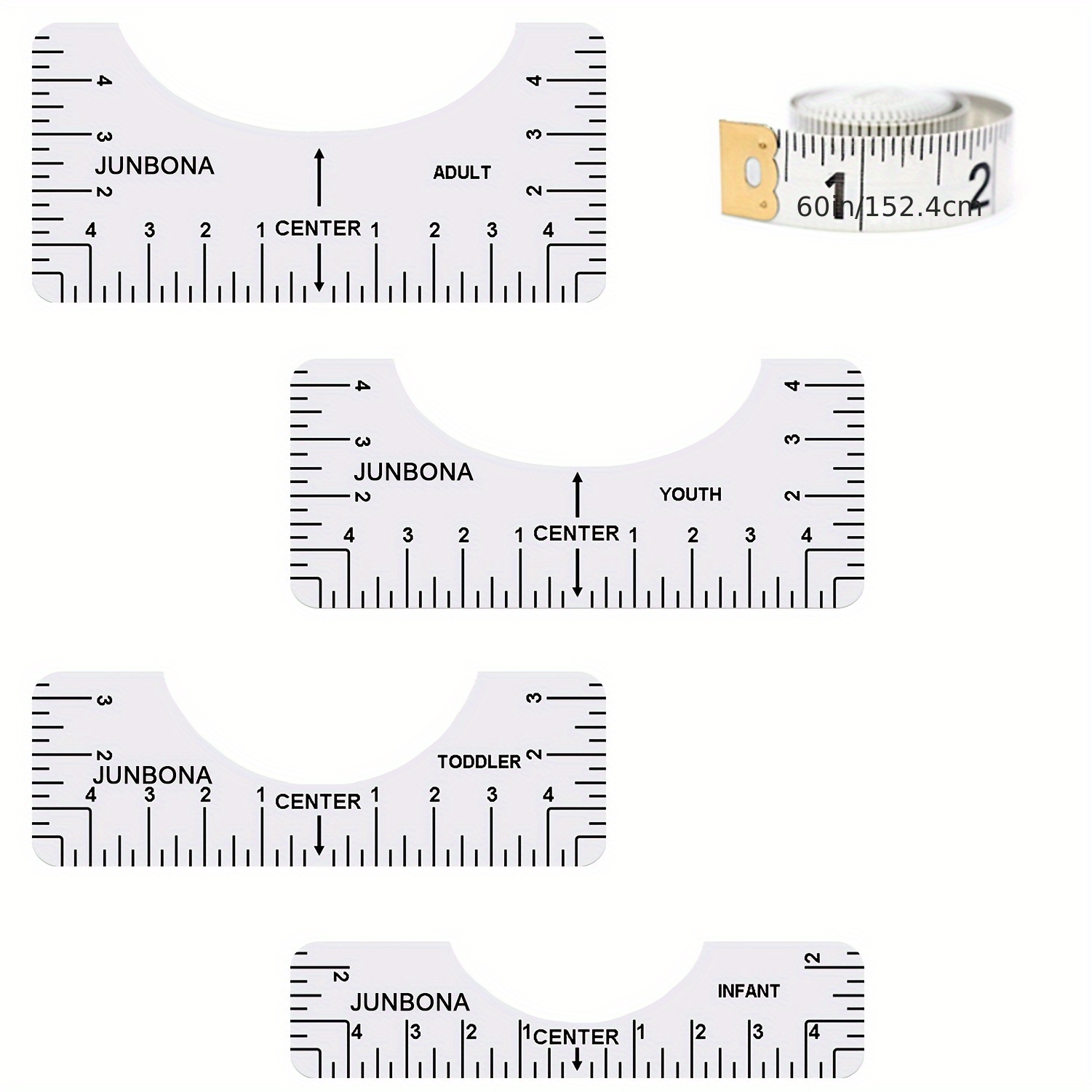4pcs T-Shirt Ruler Guide For Vinyl, Tshirt Rulers Alignment Tool  Sublimation Heat Press With 1pcs Soft Tape Measure For Fashion Center  Clothing Design