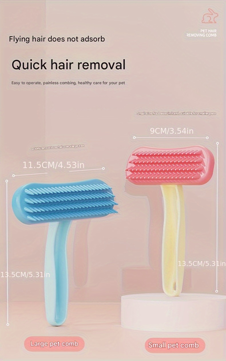 pet silicone massage brush soft anti static detangling brush for   rabbits gentle non   grooming tool durable plastic handle with pink   ideal for short long hair pets Product details 9