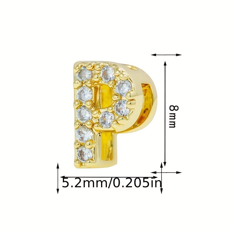 Brass Cubic Zirconia Decor Letter Beads Rhinestone Cube - Temu