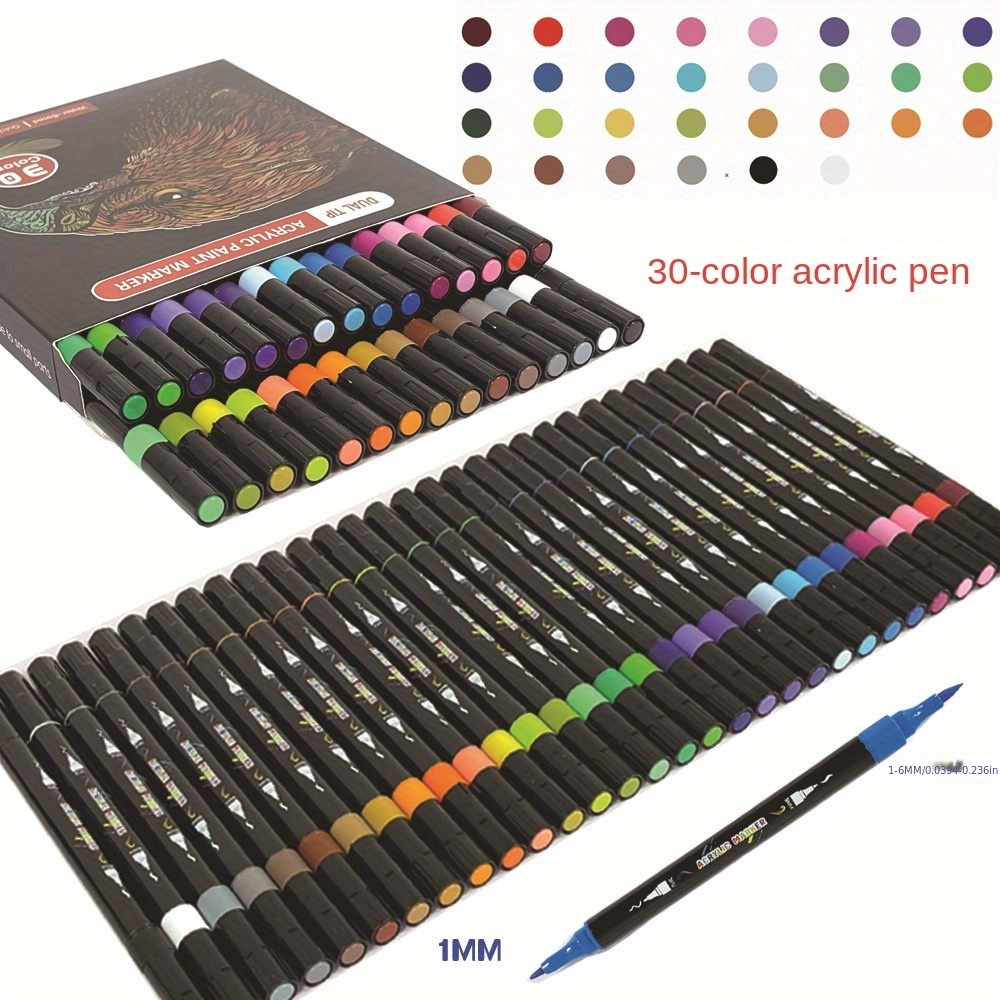 Acrylic Paint Marker Set Fiber Tips 12 Colored Inks Suitable - Temu