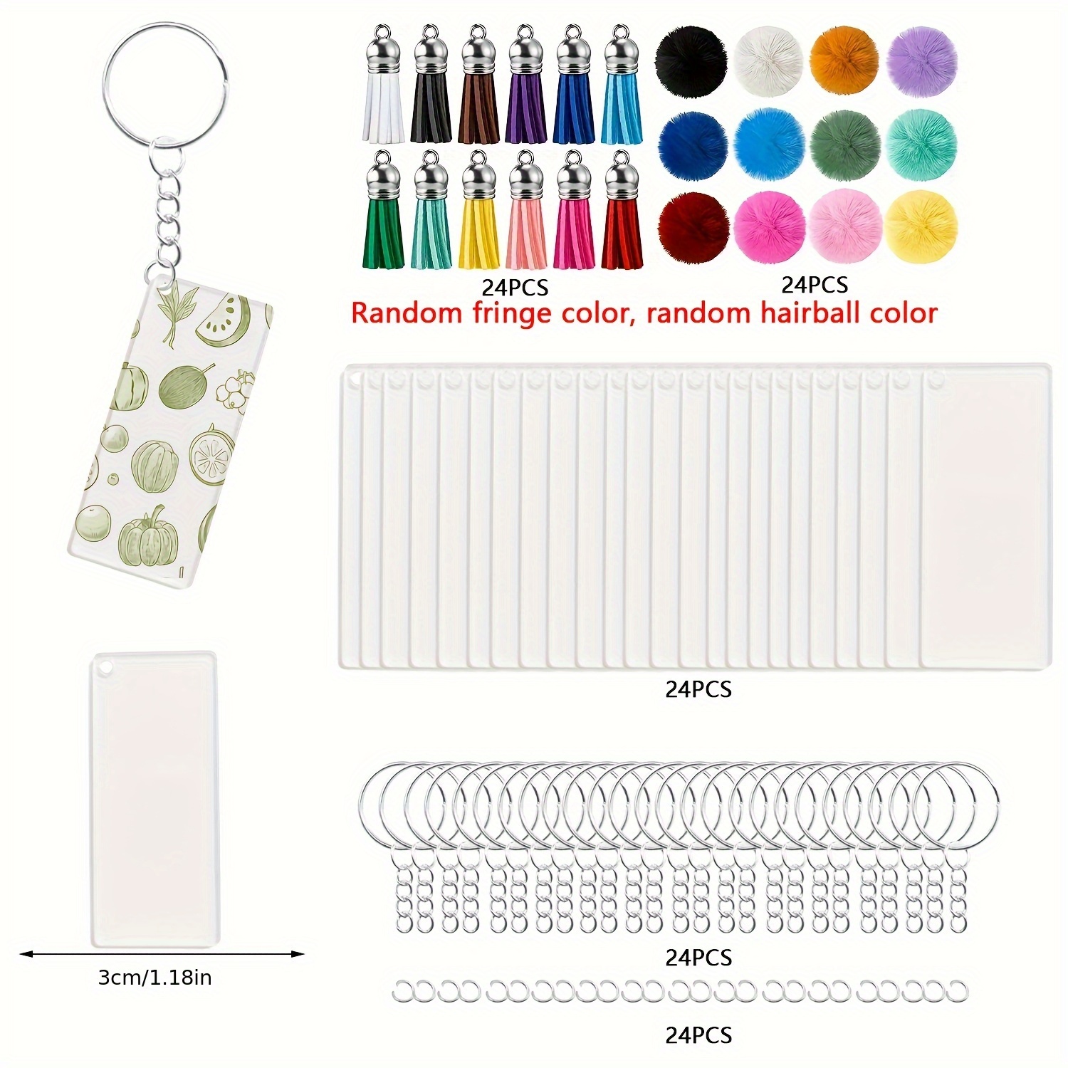 120個のcswfjkjアクリルキーホルダーセット カラフルなタッセル付きの