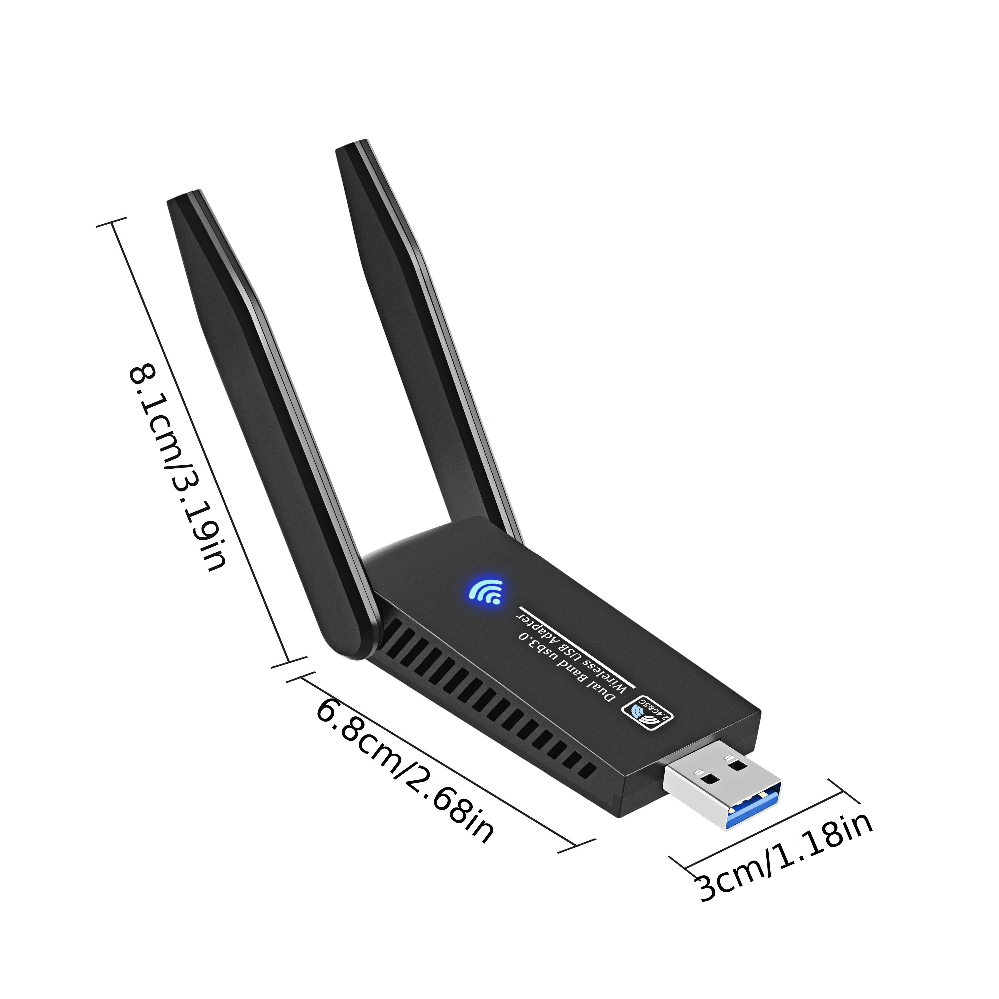 Clé WiFi Puissante AC1300 Mbps - Double Bande USB 3.0, 2.4G/5GHz -  Compatible avec Windows/Linux/
