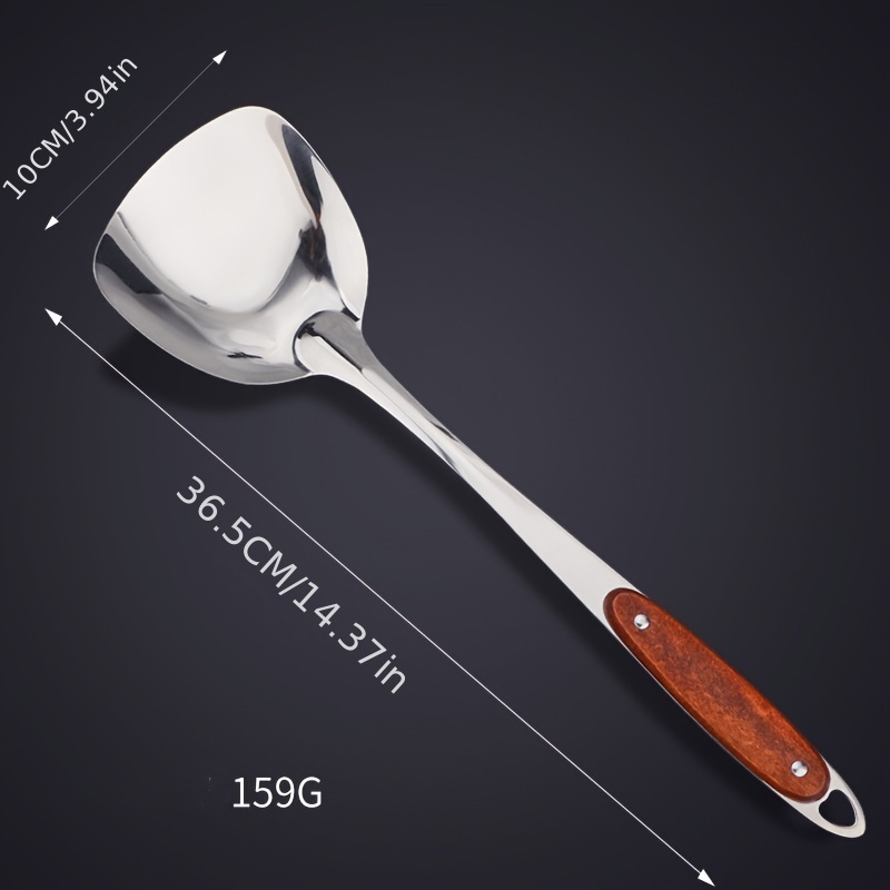 1 Pieza De Espátula Grande Ranurada Turner Cucharón De Sopa, Acero  Inoxidable Wok Espátula, Cuchara Ranurada Para Utensilios De Cocina, Mango  Largo De Madera Cucharones Cocina Metal Espátula Cucharas De Cocina 