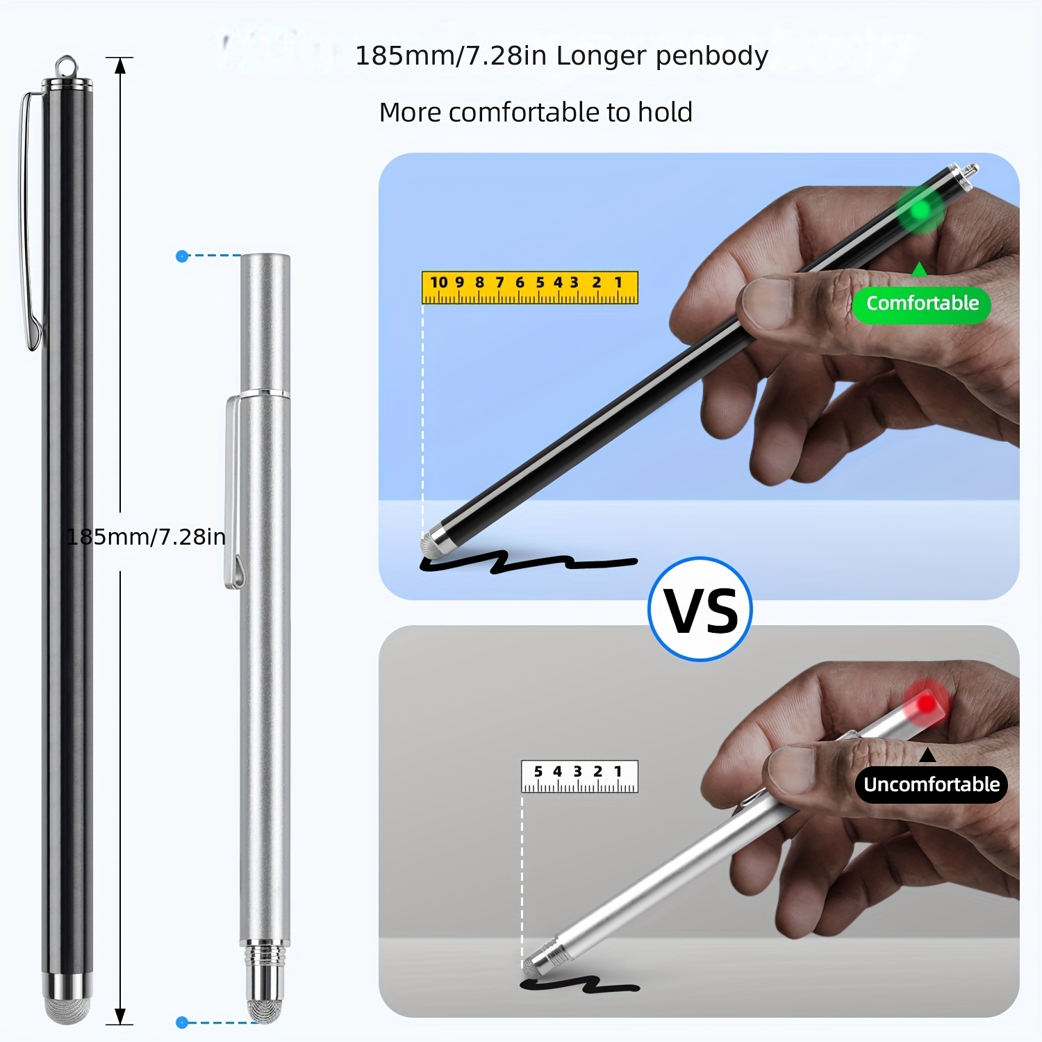 Kid-Friendly Pens for Touch Screens - 2 Pack of Purple and Blue Stylus Pens  Compatible with Kindle, iPad, iPhone