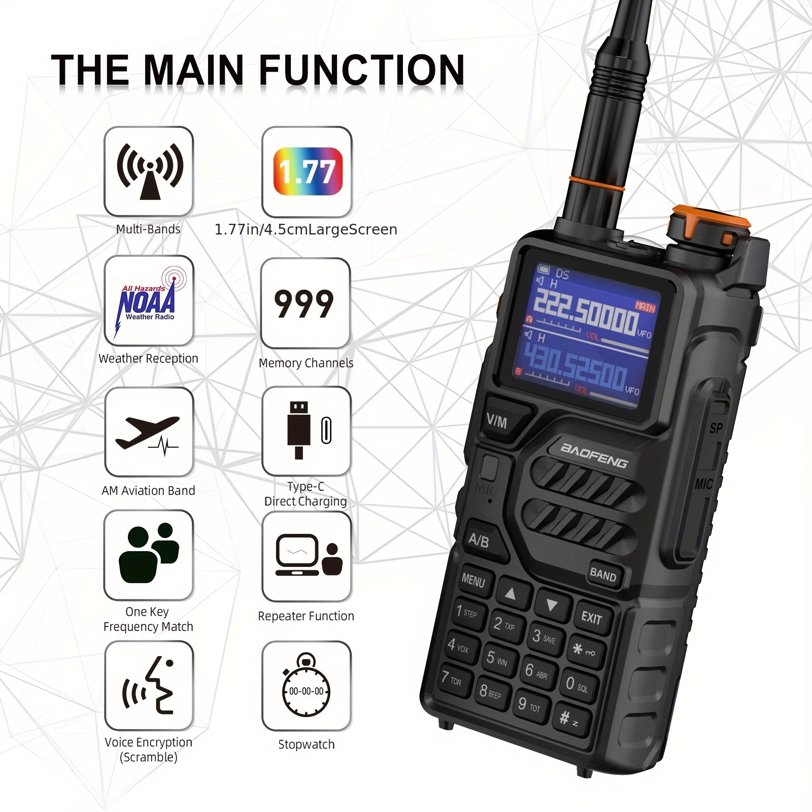 1 парче uv k5 plus интерфон 2-насочна долг дострег uhf vhf -уред Детали за производот 1