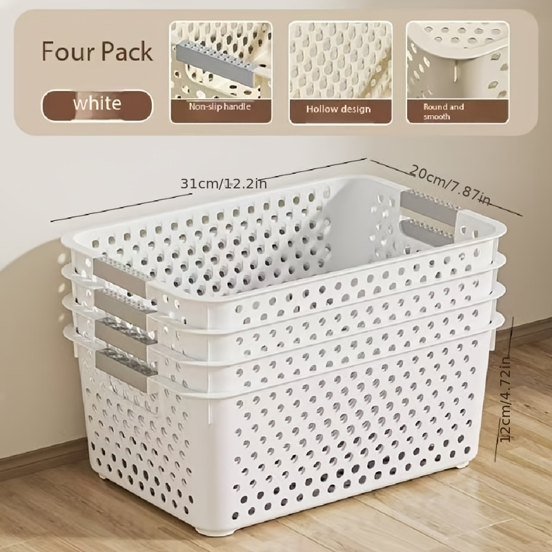 4pcs Multifunctional Plastic Storage Boxes For Wardrobes And Home Decor - Ideal For Kitchens, Bathrooms, Bedrooms, Offices, Wall-mounted Systems, Baskets, Bins & Containers For Home Organization