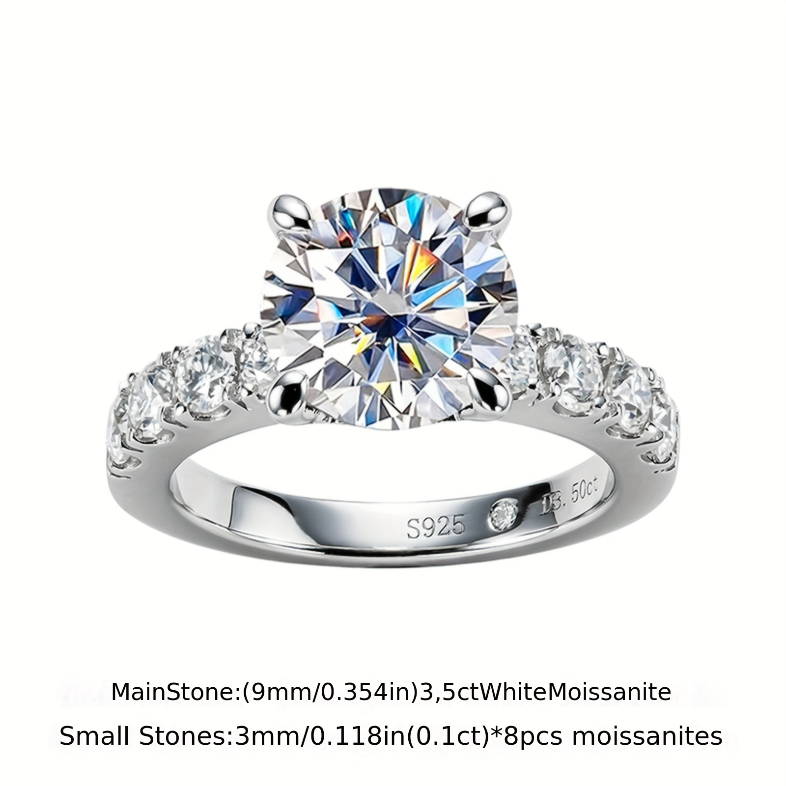 1pcs 4 3cttw d color moissanite engagement rings 925 sterling silver plated wedding band rings