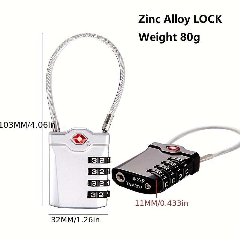 3 Digit Combination Lock, Metal Gym Locker, Cabinet Luggage Padlock, Small  Mini Combination Lock TSA Approved Cable Luggage Locks Re-settable  Combination with Alloy Body for Travel