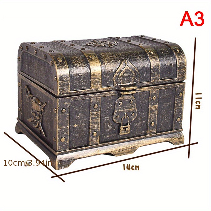 Retro Treasure Box With Lock for Party Favors Pirate Props