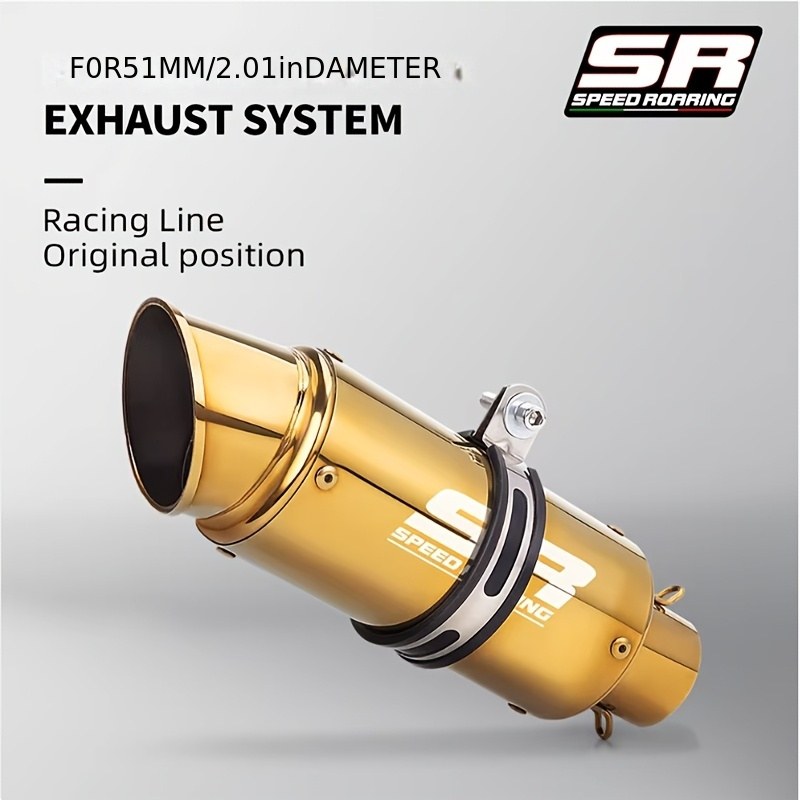 universal modified motorcycle exhaust pipe with 51mm diameter   mouth design   suitable for off road motorcycles street travel motorcycles   motorcycles all terrain vehicles and other golden color imitation carbon fiber titanium color black half blue details 0