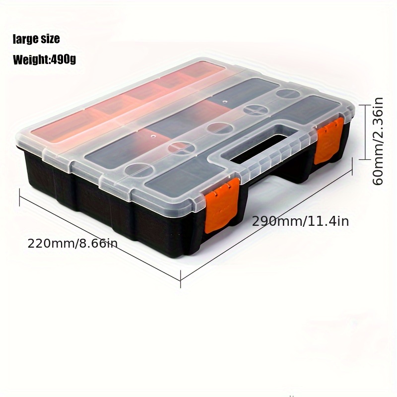 Lot de 3 boîtes à outils double face - Organisateur de petites pièces -  Conteneur portable en plastique avec 34 séparateurs amovibles pour  organiser les vis, écrous, clous, boulons (orange) : : Bricolage