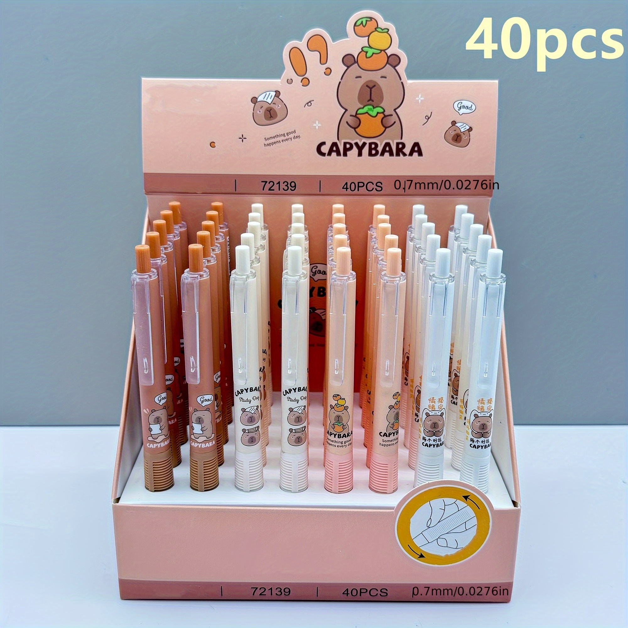 Box Of 40pcs - Capibara Pattern Mechanical Pencils, 0.5/0.7mm, Cute Capybara, Suitable For Drawing And Writing,…: retailer-supplied image