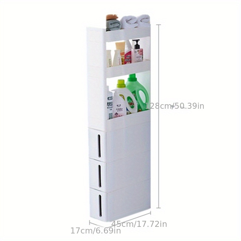 15/18cm Drawer Type Kitchen Narrow Gap Rack - European Gap Storage Cabinet  & Bathroom Storage Cabinet. Ready-to-assemble, eco-friendly, and available  in 3 or 6 layers. Thickened PP plastic material with pulleys. Perfect
