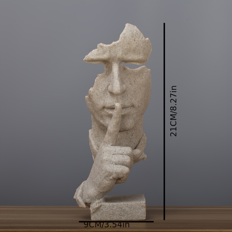 Modern Abstract Resin Art Statue with Contemplative Figure